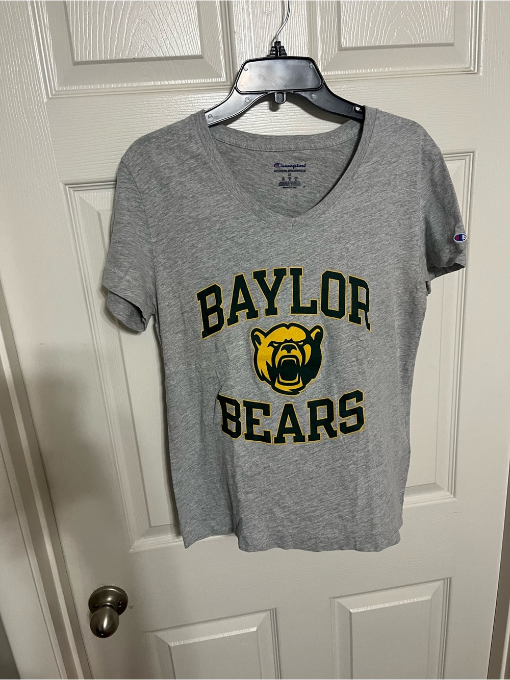 Champion Gray Baylor Bears V-Neck Tee with Green & Gold Logo